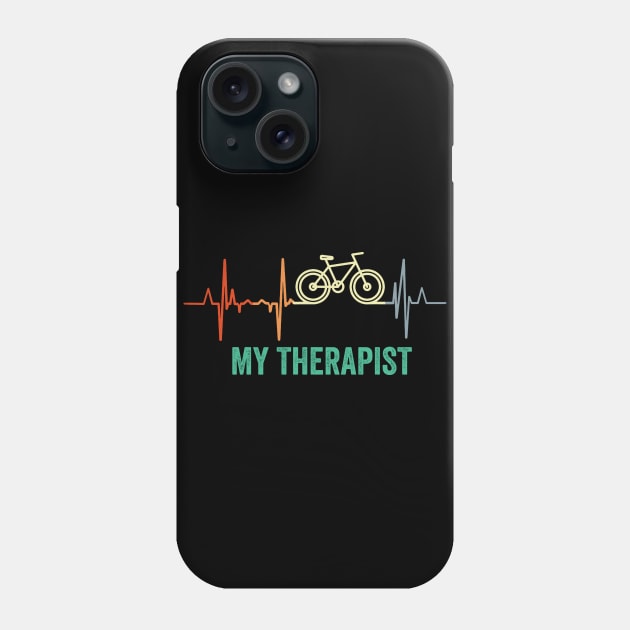 My Therapist Vintage Bicycle Heartbeat Funny Bike Riding Rider Cycling Phone Case by Schied Tungu 