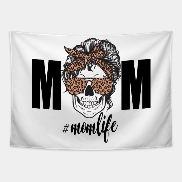 Mom Life Skull Cheetah print Retro Tapestry by PIIZ