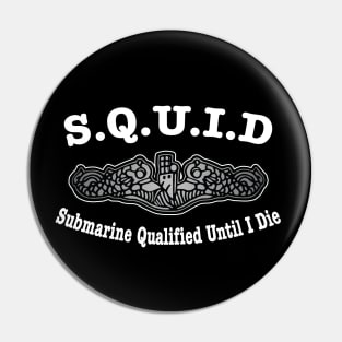 SQUID Naval Submarine Sailor Silver Dolphins Wht Pin