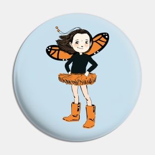 Cute Monarch Butterfly Girl Pin