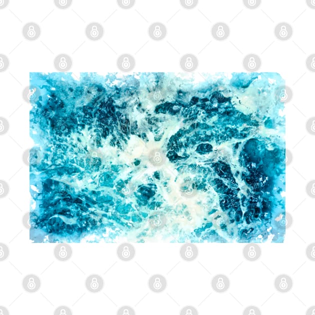 Blue Ocean Summer Beach Waves Abstract Watercolor by Naumovski