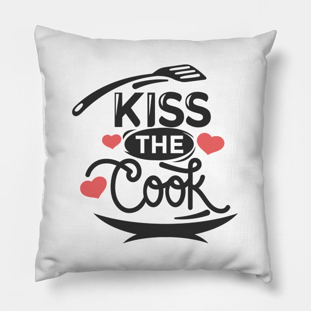 Kiss the Cook Pillow by Magniftee