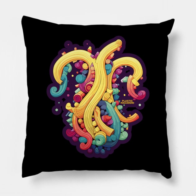 Plastic Macaroni Boho Trippy Hippy Shells Pillow by BoobRoss