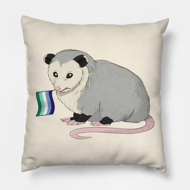 Gay Man Pride Opossum Pillow by celestialuka