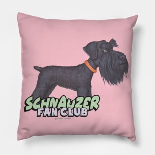 Cute Black Schnauzer Dog posing with Attitude Pillow