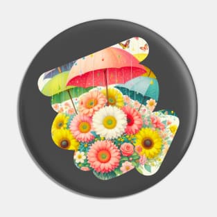 A bunch of flowers dancing in the rain with colorful umbrellas Pin