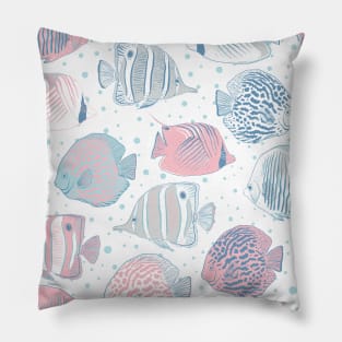 Aquarium Fishes | Pink Blue |Hand drawn Pillow