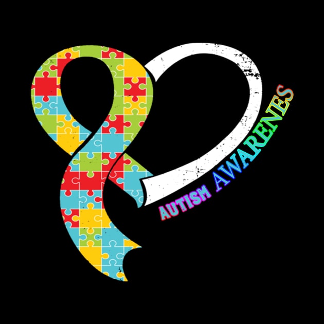 Autism Awareness T-ShirtHeart Ribbon Autism Puzzle Awareness T by SamaraIvory