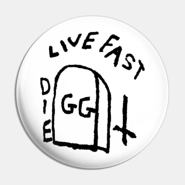 GG Allin Live Fast Die Tattoo big Pin by GuitarManArts