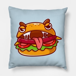 Cute Burger Monster Cartoon Pillow