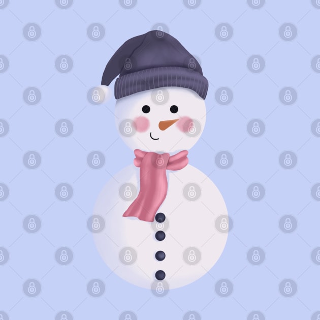Christmas Snowman with Scarf and Beanie. by Kisby