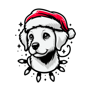 Adorable Dog Christmas Lights Santa Hat T-Shirt