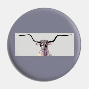 Longhorn in Denim Tones Pin