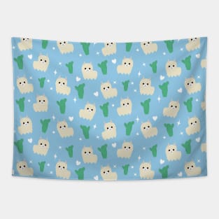 Pastel llama cactus pattern Tapestry