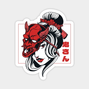 Oni mask Samurai Demon Girl Japanese Anime Shinobi Devil Magnet