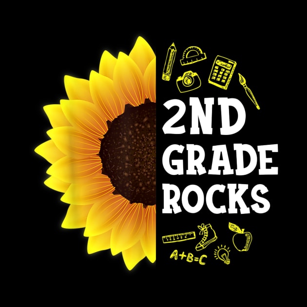 2nd Grade Rocks Sunflower Back To School Boys Girls Gifts by FONSbually