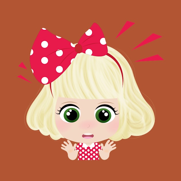 Cute Little Girl With Red Bow by Phat Design