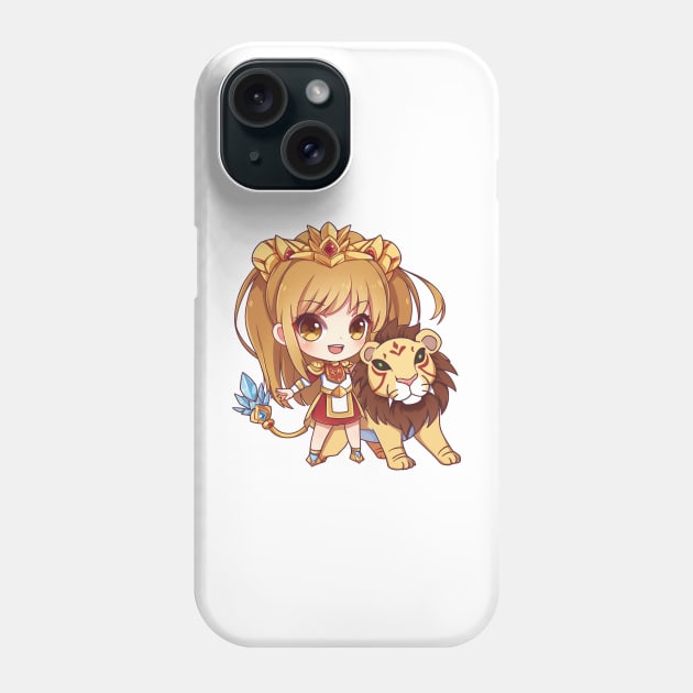 Leo the Lion Chibi Zodiac Anime Girl Phone Case by peachycrossing