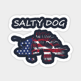 Salty Dog Painted American Flag Deep Sea Angler Skeleton Magnet