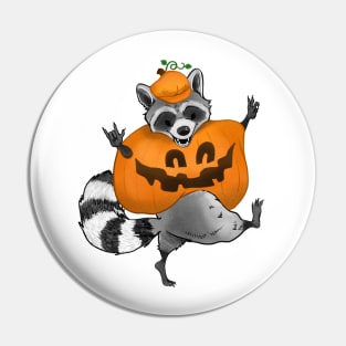 Roosevelt Raccoon is a Jack-o-Lantern Pin