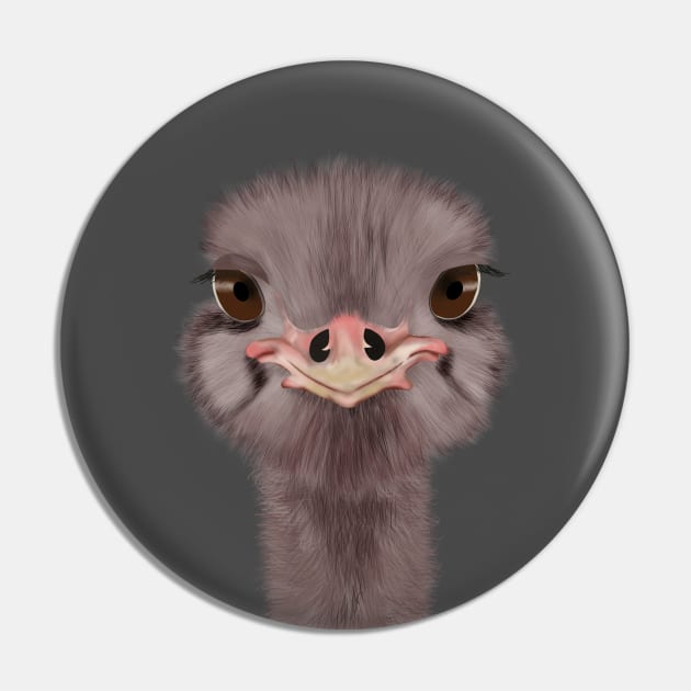 Ostrich head Pin by GreenZebraArt