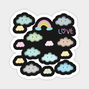 a cute character, cloud friends,Clouds, rainbow Magnet