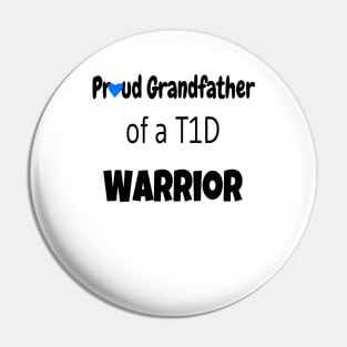 Proud Grandfather - Black Text - Blue Heart Pin