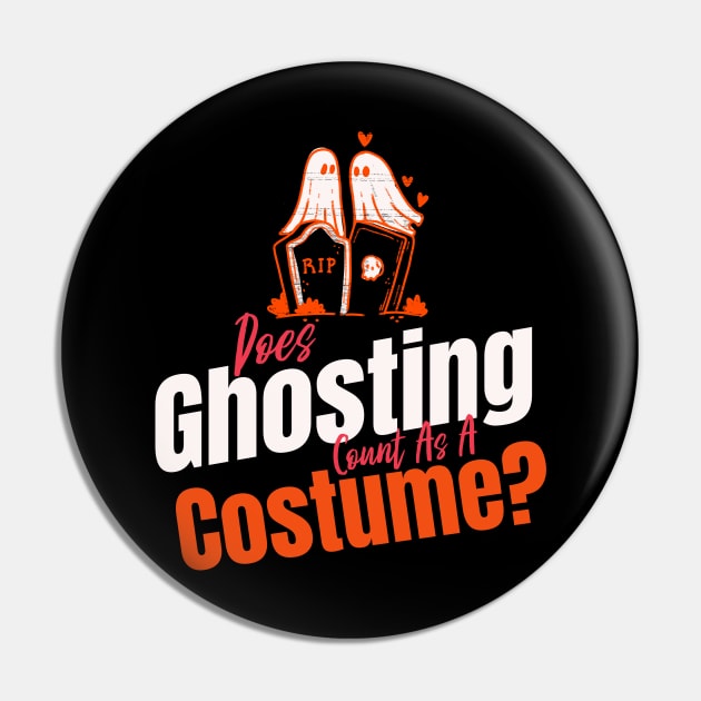 “Does Ghosting Count As A Costume?” Awkward Ghosts In A Graveyard Pin by Tickle Shark Designs