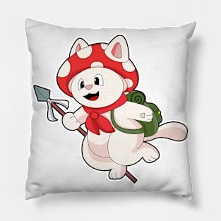 Cat as Mushroom picker with Mushroom Pillow