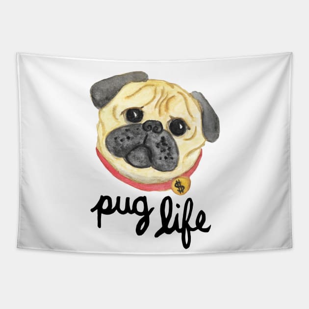 Pug Life Tapestry by julieerindesigns