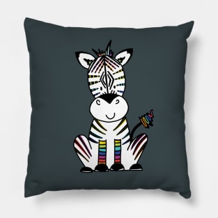 Rainbow Zebra Pillow