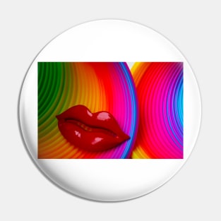 Red lips On Colorful Rings Pin