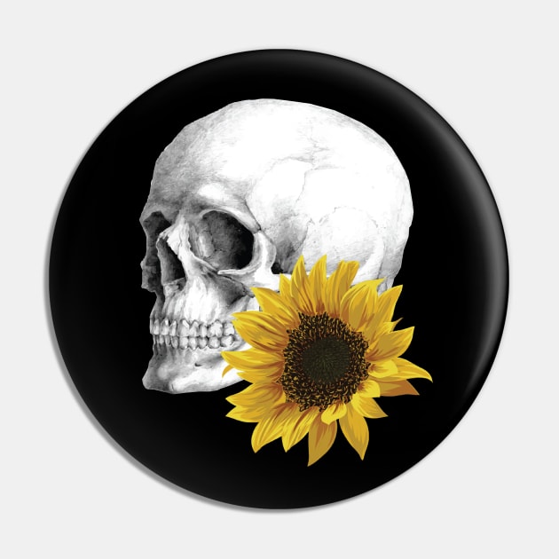 Sunflower Skull Pin by scaredmuffin