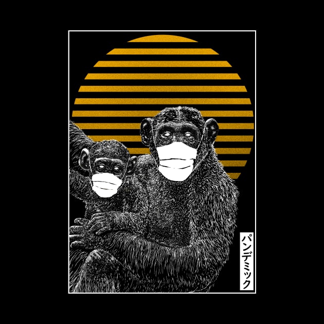 Animal Drawing -  Monkey Wearing a Mask by Folkbone