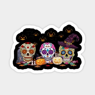 Happy Halloween Pumpkin Sugar Skull Magnet