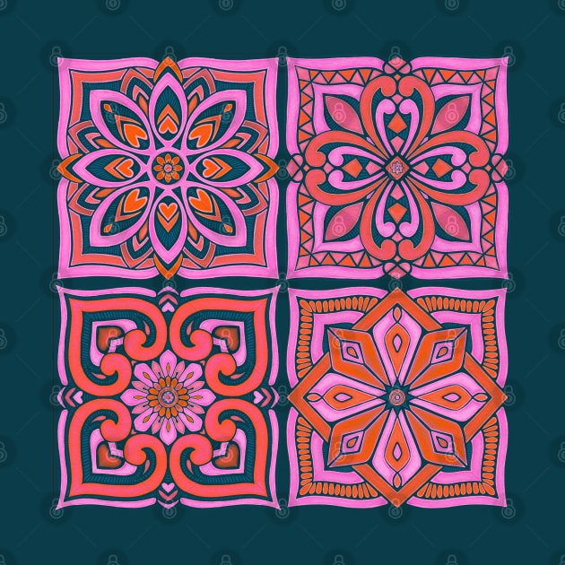 Moroccan Tiles - Flamingo by AprilAppleArt