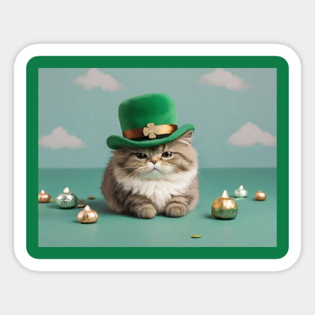Grumpy St Patrick's day cat - St Pattys Day Cat - Sticker | TeePublic