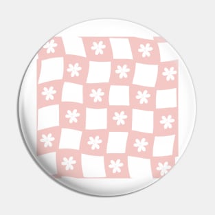 Large Floral Checker Board - pastel blush pink Pin