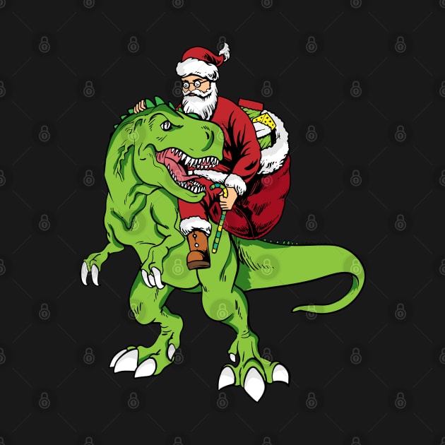 Santa Claus Riding A T-Rex Dinosaur by divinoro trendy boutique