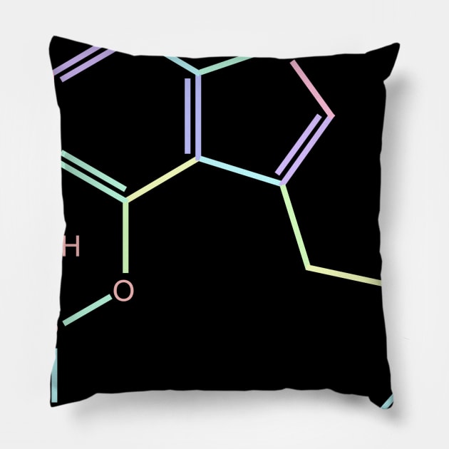 Psilocybin Kawaii Pastel Rainbow Molecule Pillow by ChemECool
