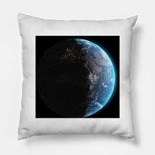 earth night and day Europe Pillow