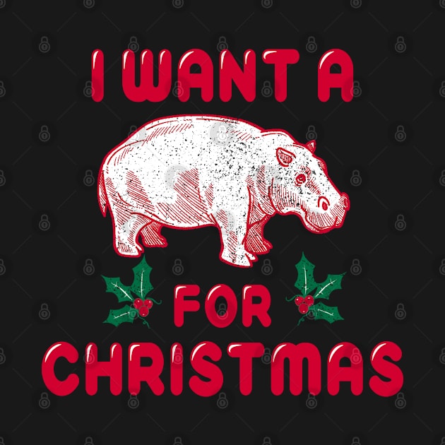 Quarantine Christmas Hippo Vintage Retro Christmas by MulletHappens