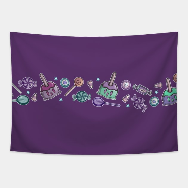 Trick-or-Treat Candy Border Tapestry by ElephantShoe