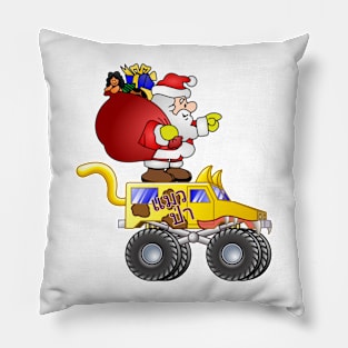 Santa riding monster truck Pillow