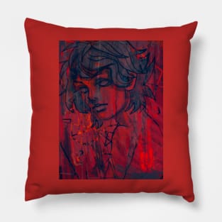 Abstract portrait in red Pillow