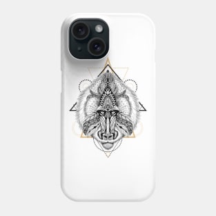 Baboon in aztec style Phone Case