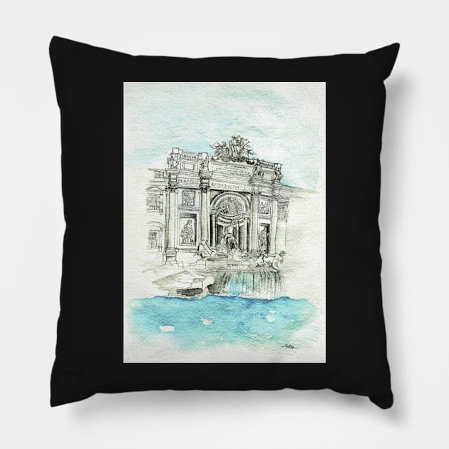 Fontana di Trevi - Rome Pillow by crismotta