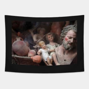 Vintage Baby Jesus Among Dolls Tapestry