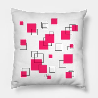 Geometric Square pink and black Art Pillow