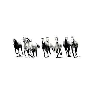 Black and White Horses Running T-Shirt